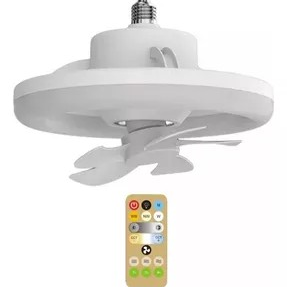Lámpara de techo con abanico de 360 grados en estilo moderno para hogar, marca 0001, muestra la lámpara y el abanico en un ambiente interior