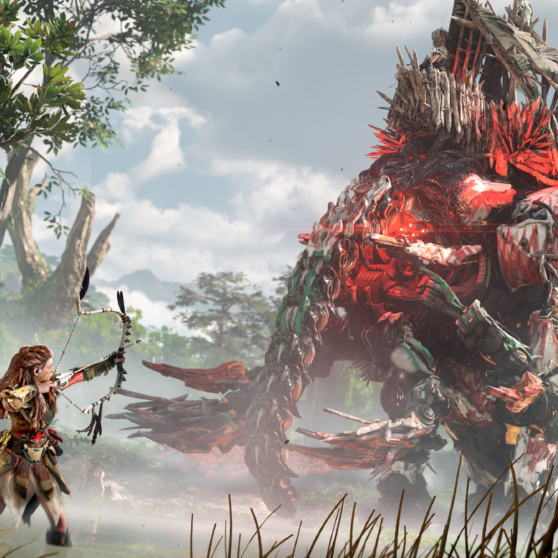 Videojuego Horizon Forbidden West para PlayStation 5, caja con arte y título en la portada del juego.