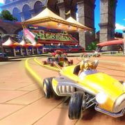 Juego de video Sonic Mania y Team Sonic Racing para Nintendo Switch, con gráficos coloridos y personajes de Sonic en acción.